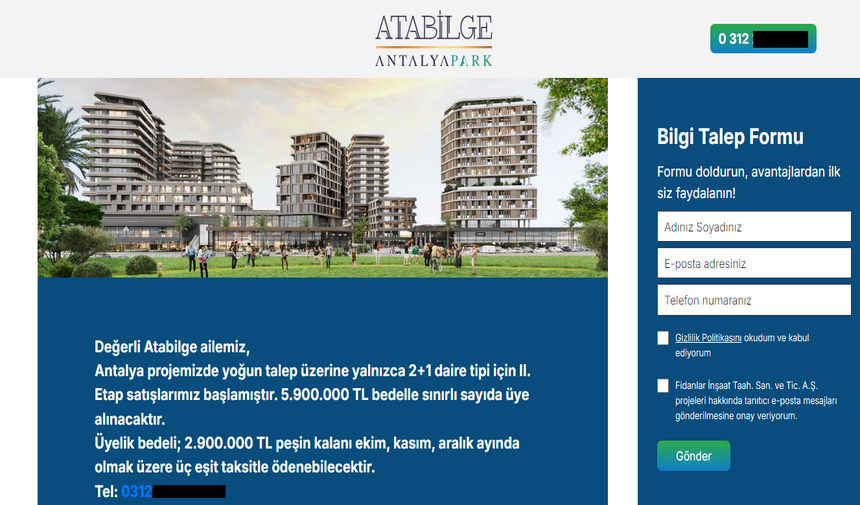 Atabilge Park Antalya Projesi Belediye Meclisinden Geçmeden Satışa Çıktı