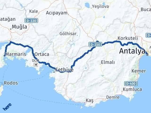 Marmaris Antalya Arasi Kac Km 3