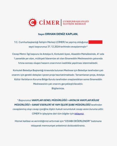 Orhan Deniz Kaplan'a Ci̇mer Cevabı