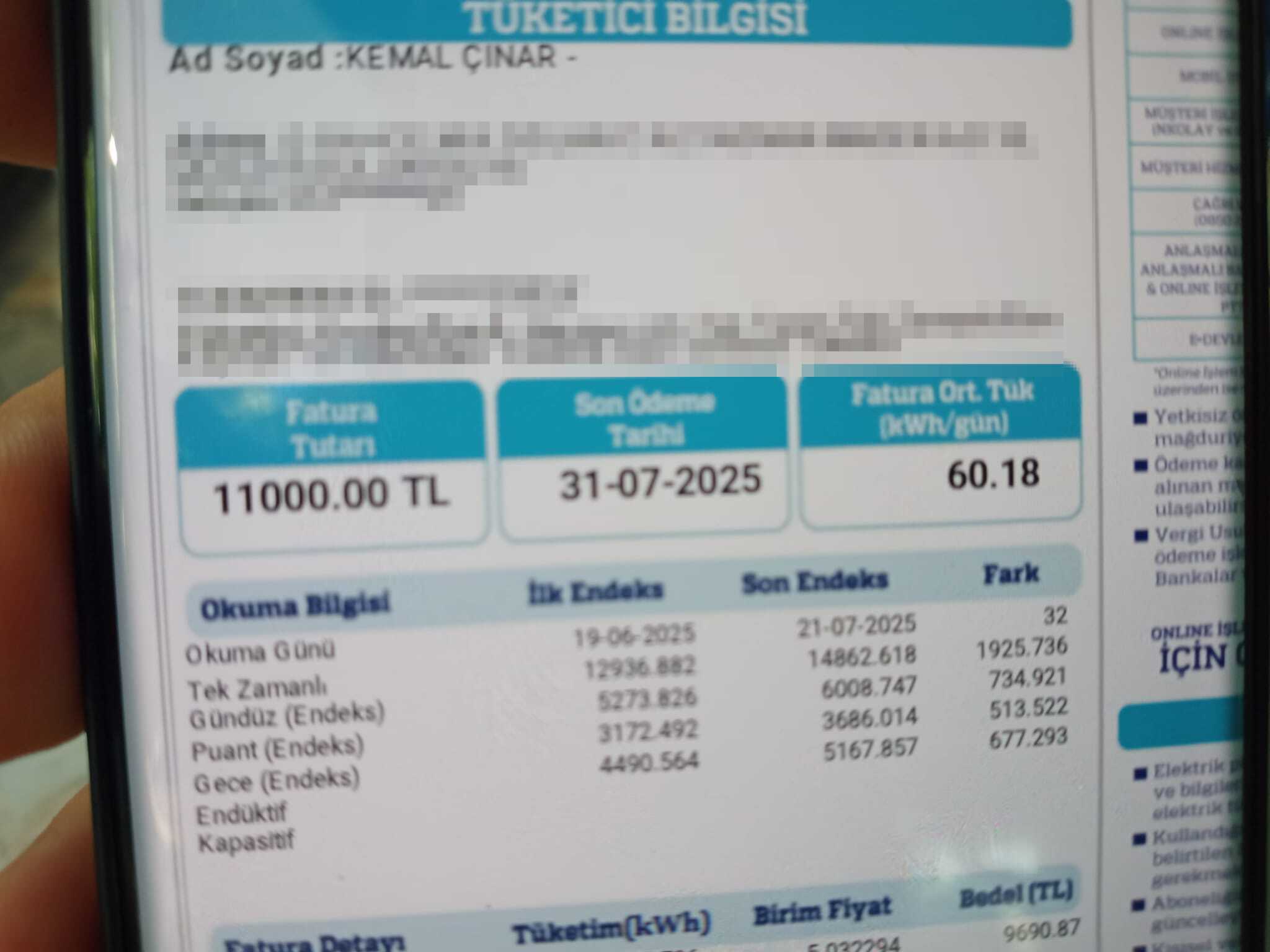 11 Bin Tl'lik Elektrik Faturası