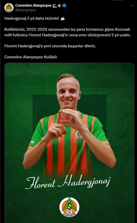 Alanyaspor Florent Hadergjonaj Açıklaması