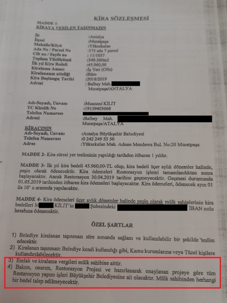 Balbey'deki Kilit Konağı - Büyükşehir Kira Sözleşmesi Sayfa 1