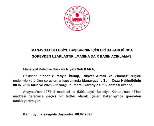 İçişleri Bakanlığı Niyazi Nefi Kara Açıklaması