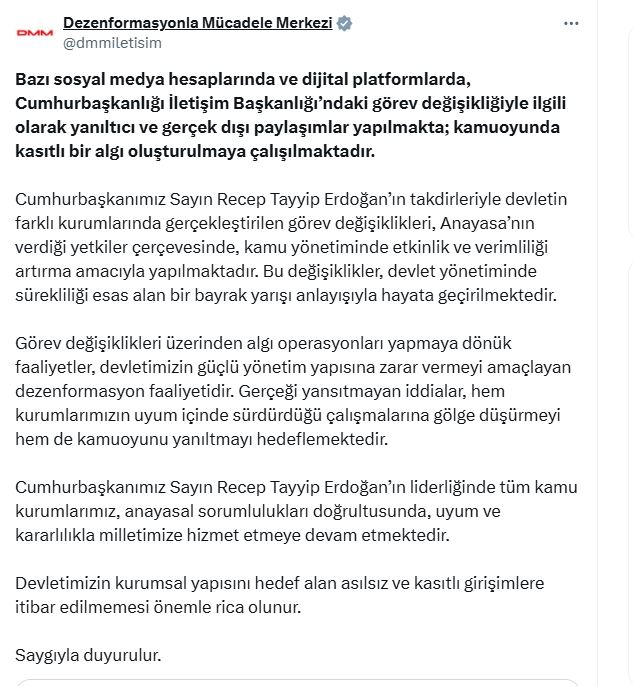 İletişim Başkanlığı Fahrettin Altun Açıklaması