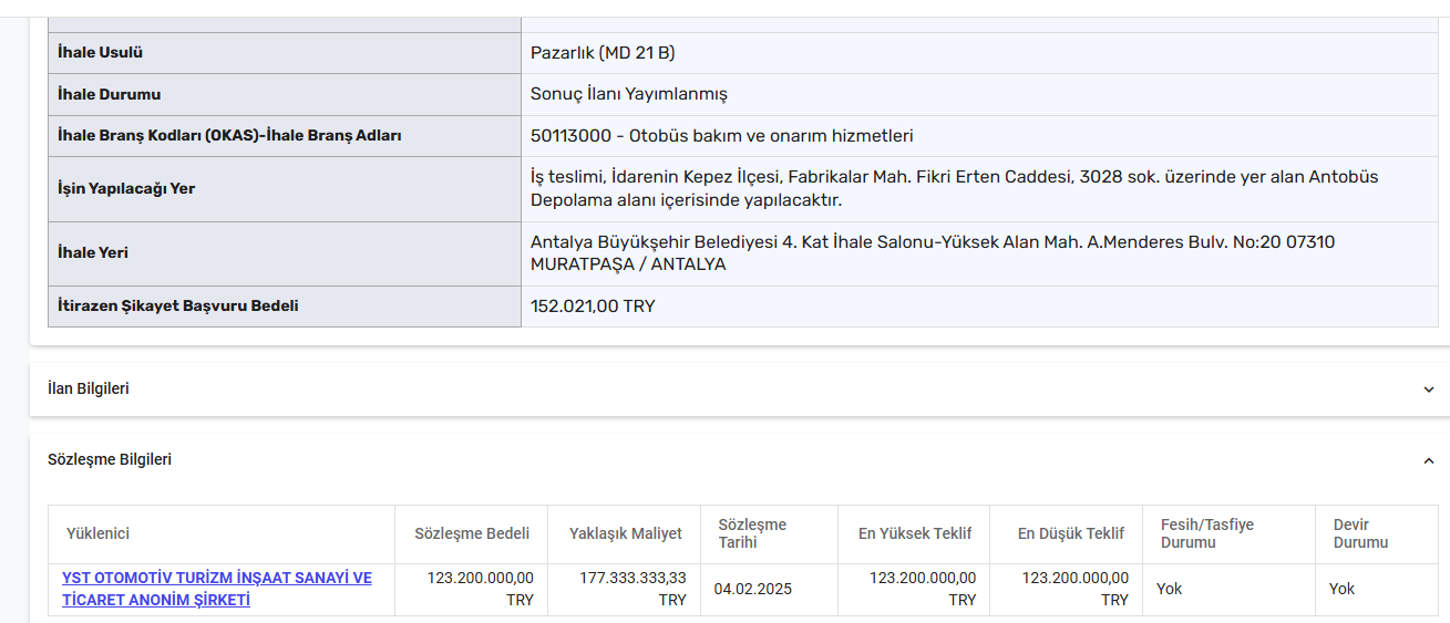 Yts Firmasına 4 Şubat 2025 Tarihinde 123 Milyonluk Bir Ihale Daha Verilmişti