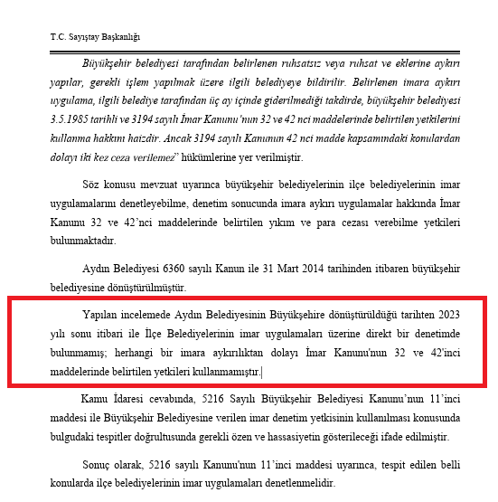 Aydın Büyükşehir Belediyesi Sayıştay Denetim Raporu1