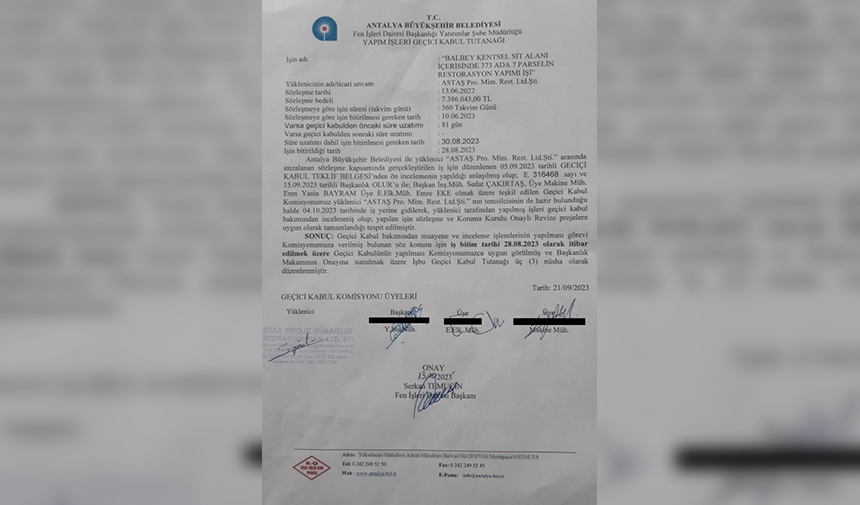 Balbey Mahallesi Imar Planı Sözleşme