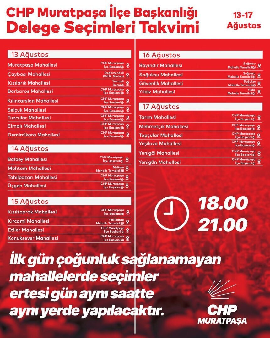 Chp Muratpaşa Mahalle Delegeliği 13 17 Ağustos