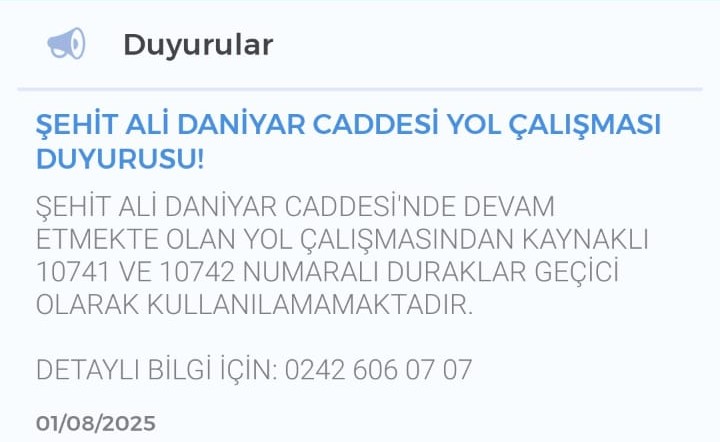 Durak Iptal Duyurusu 1