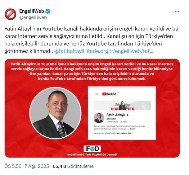 Fatih Altaylı Erişim Engeli Paylaşım