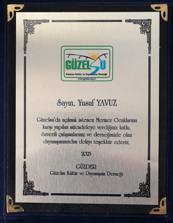 Yusuf Yavuz plaket