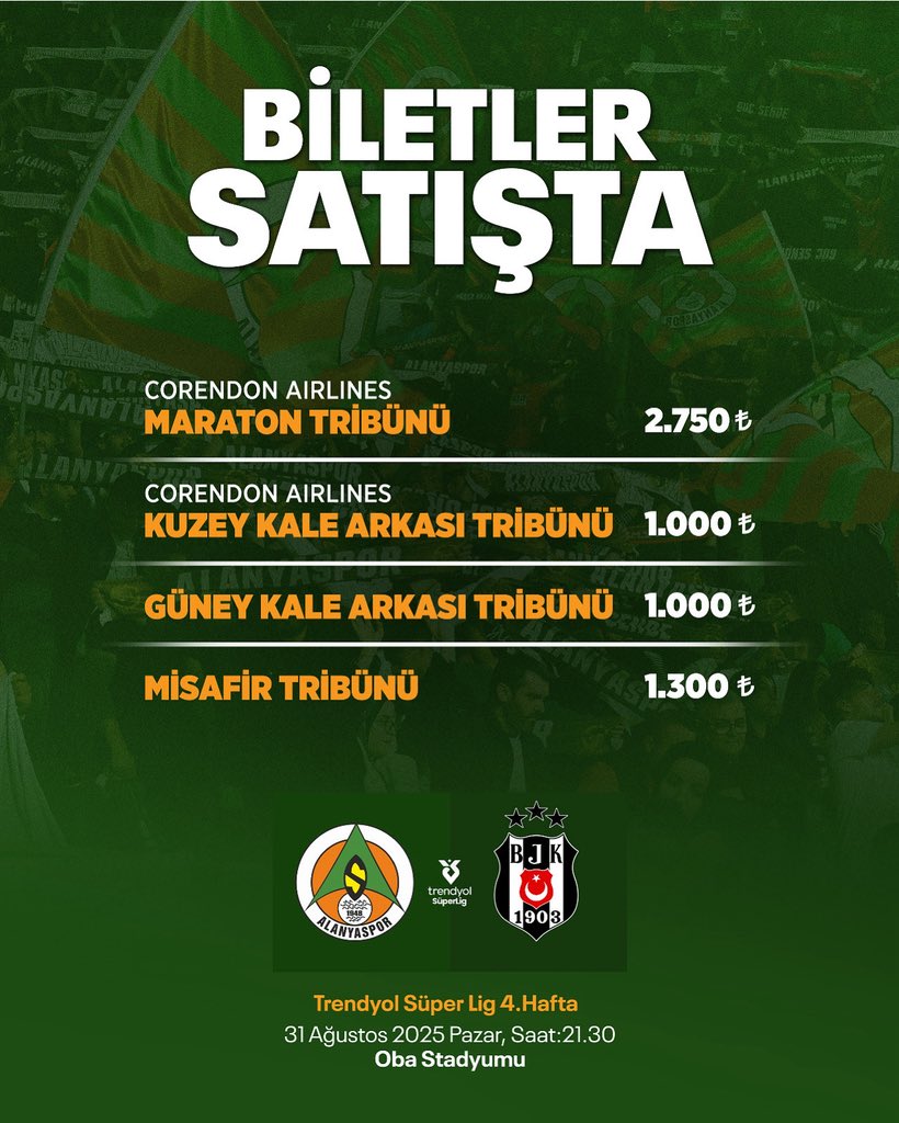 Alanyaspor Beşiktaş Maç Biletleri