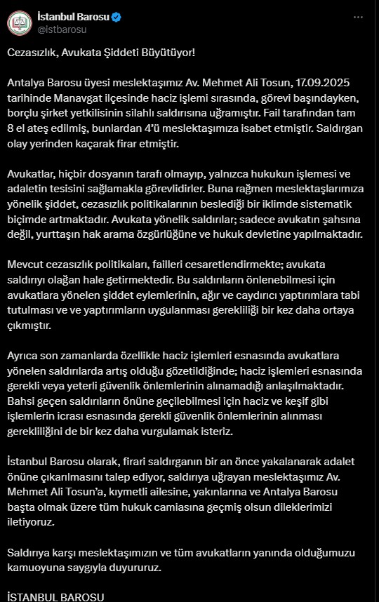 İstanbul Barosu Açıklama