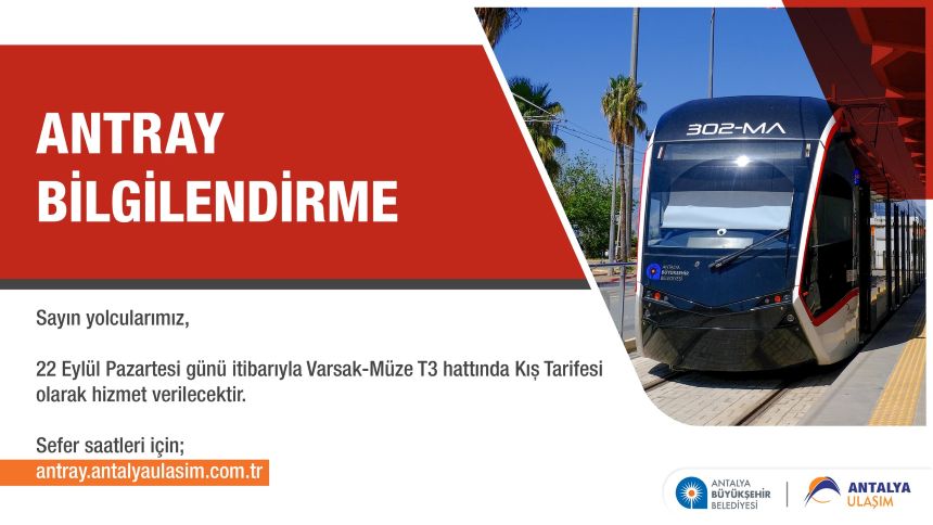 Kış Tarifesi Tramvay Duyuru