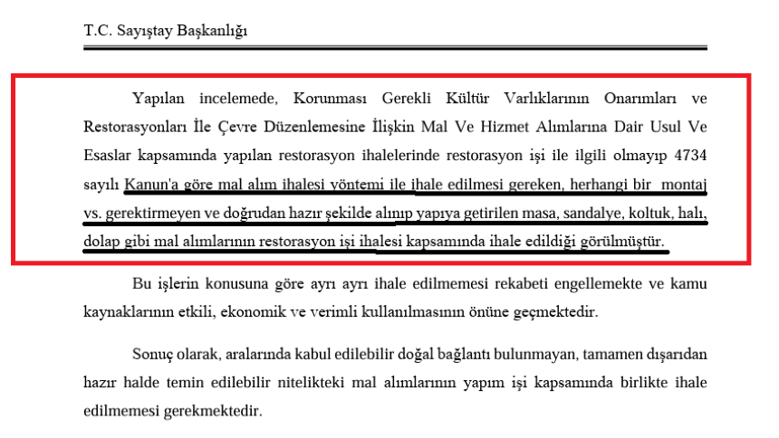 Kültür Ve Turizm Bakanlığı Restorasyon Ihalesi Yapmış, Masa, Koltuk Ve Halı Almış