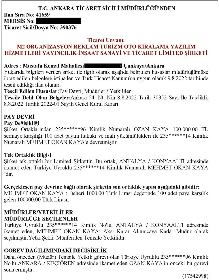 Okan Kaya'nin M2 Organi̇zasyon Şi̇rketi̇