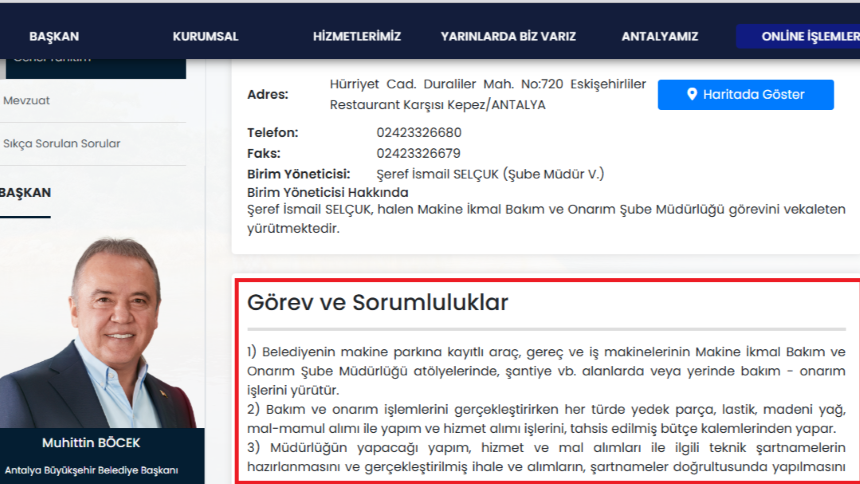 Belediye Bünyesindeki Şube Müdürlüğünün Görev Ve Sorumlulukları