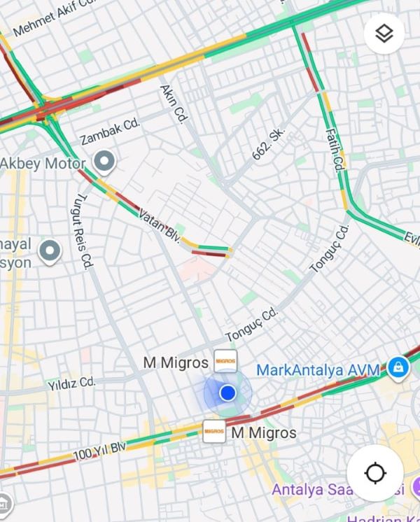 Google Haritalar Yoğunluk Antalya