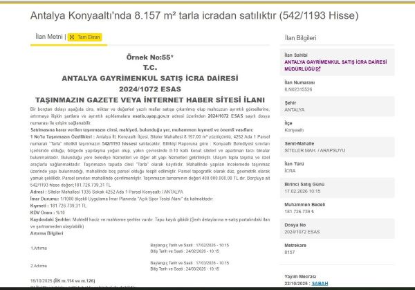 Konyaaltı Arsa Satışı Ilan