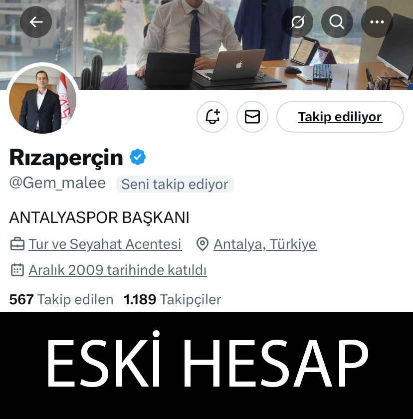 Rıza Perçin Eski Sosyal Medya Hesabı