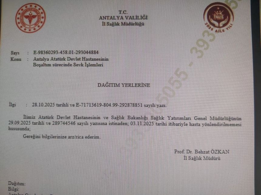 Atatürk Devlet Hastanesi Hasta Sevki Durduruldu Yazı