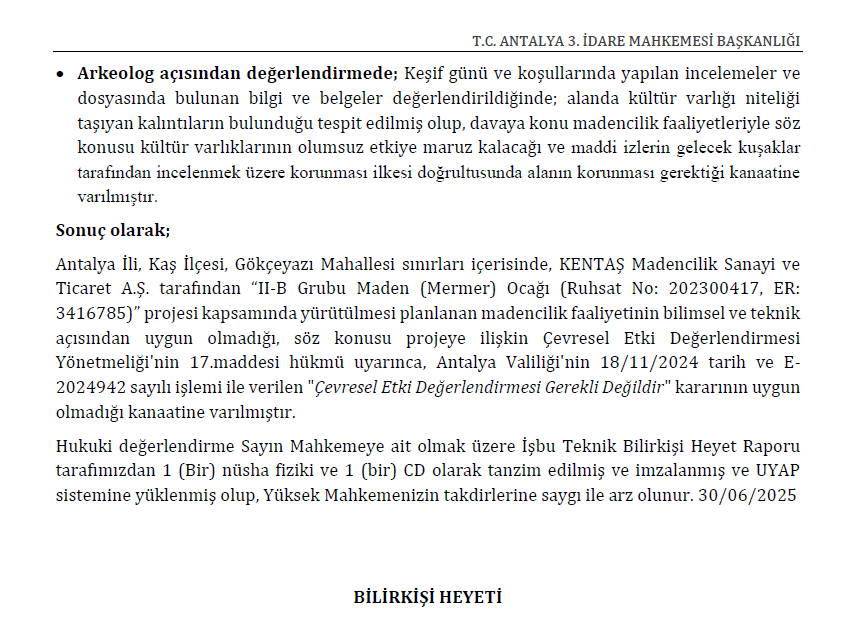 Bilirkişi Raporu Sonuç Bölümü