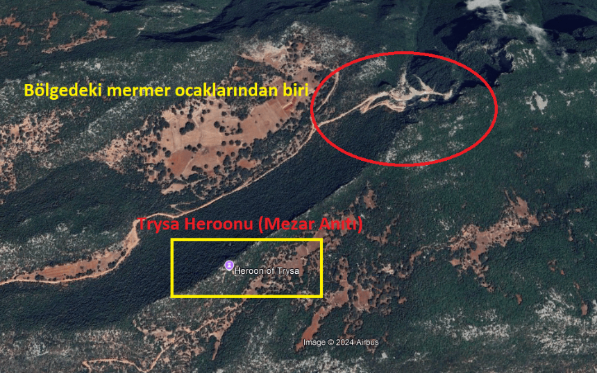 Bolgedeki Mermer Ocaklari Trysa Heroonunun Bulundugu Alana Kadar Yaklasti