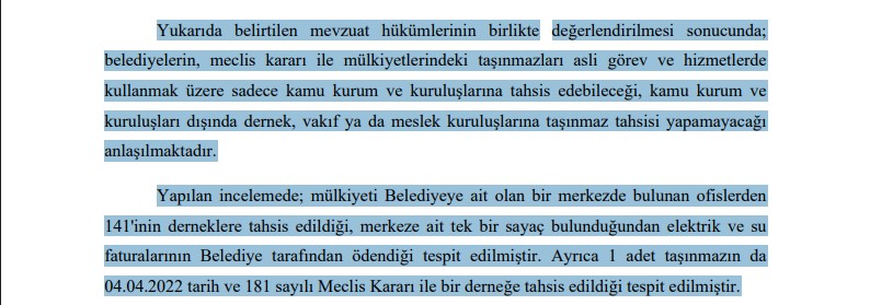 Sayıştay Muratpaşa Belediyesi Açıklama