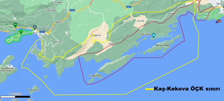 Kaş Kekova Öçk Bölgesi Sınırları