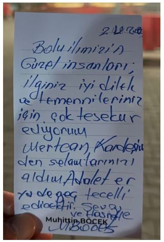 Muhittin Böcek Bolu Mesajı