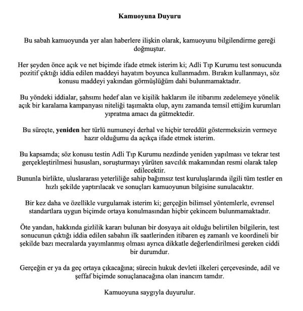 Sadettin Saran Sonuç Açıklaması