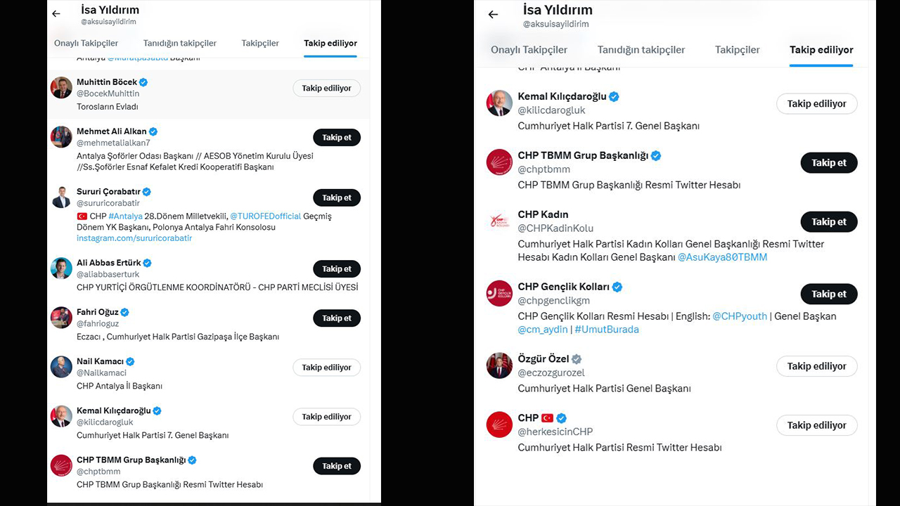 İsa Yildırım Takipten Çıkartıkları 2