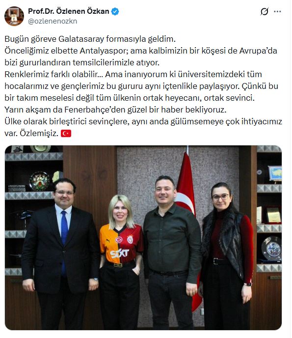 Rektör Özlenen Özkan Galatasaray Paylaşımı 2