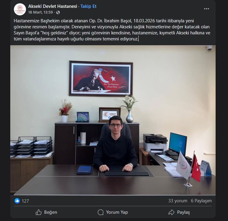 Akseki Devlet Hastanesi Başhekimi