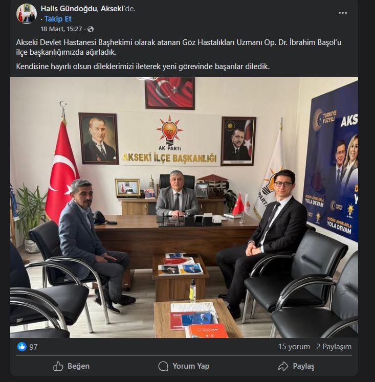 Akseki Devlet Hastnasei Başhekimi Ak Parti