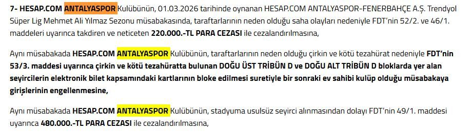 Antalyaspor Ceza Tff