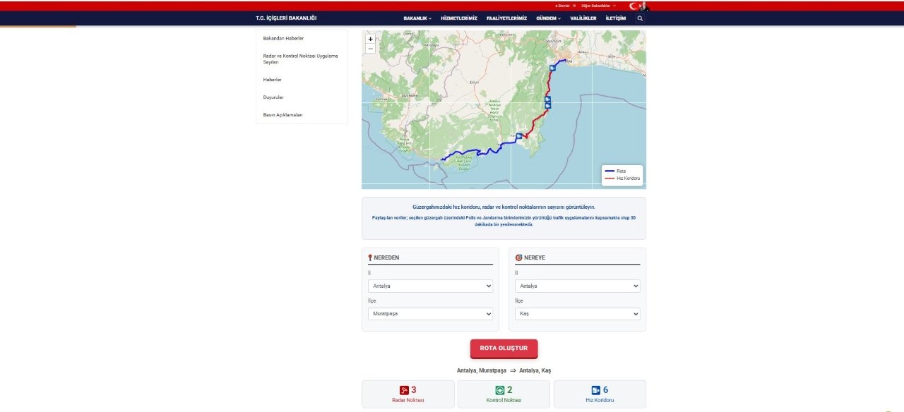İçişleri Bakanlığı Radar Haritası 2