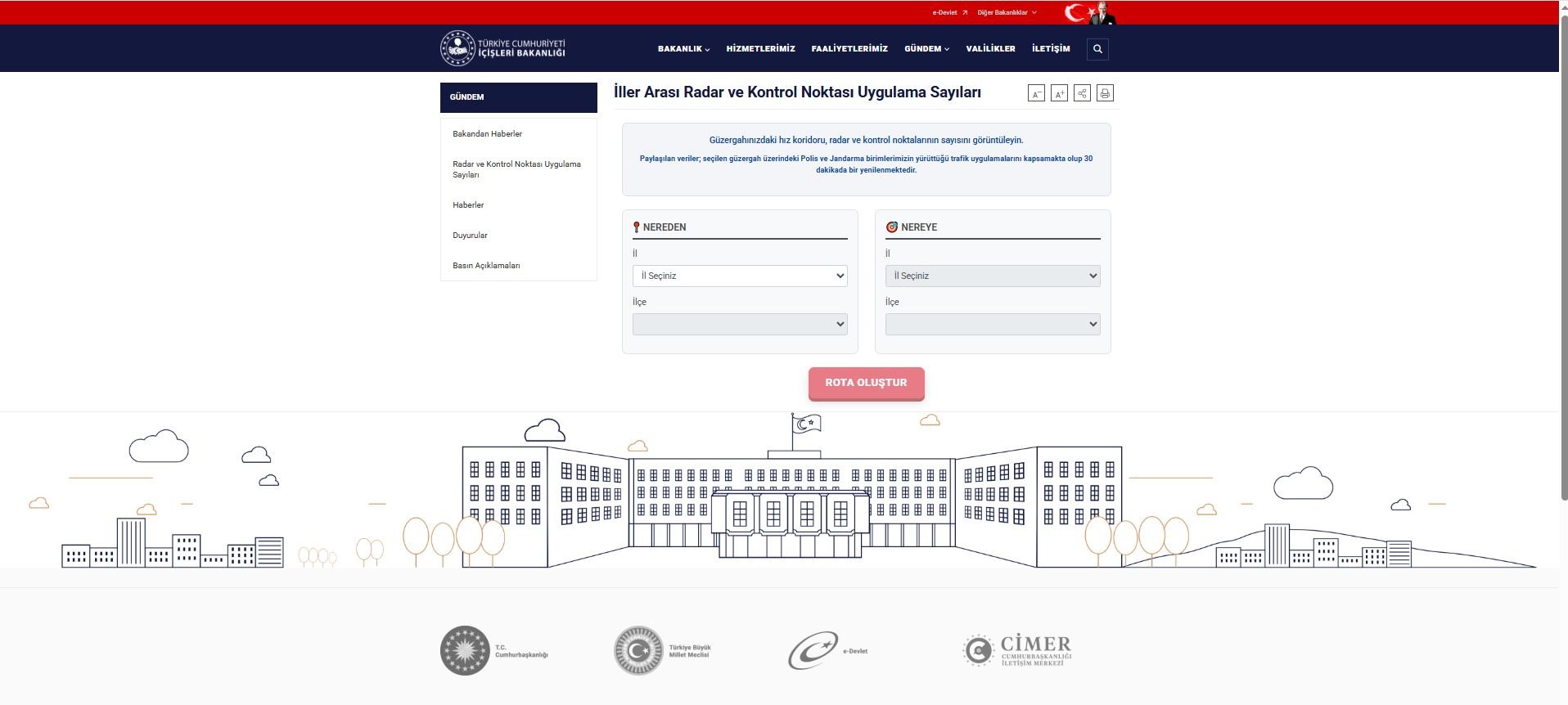İçişleri Bakanlığı Radar Haritası