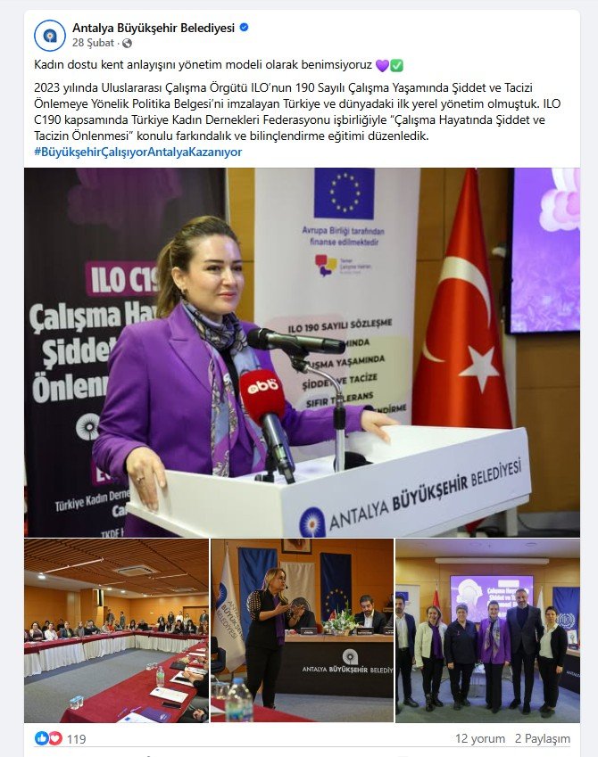 Kadın Dernekleri Federasyonu Büyükşehir Belediyesi Ilo Sözleşmesi Eğitim Işbirliği