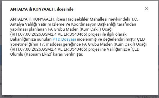 Çandır Çayı Kum Ocağı Porjesi Çed Olumlu Kararı