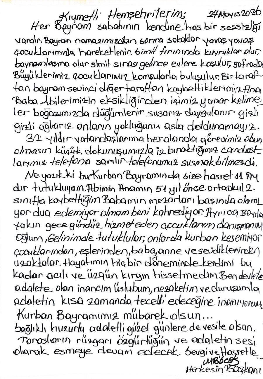 Muhittin Böcek Bayram Mesajı