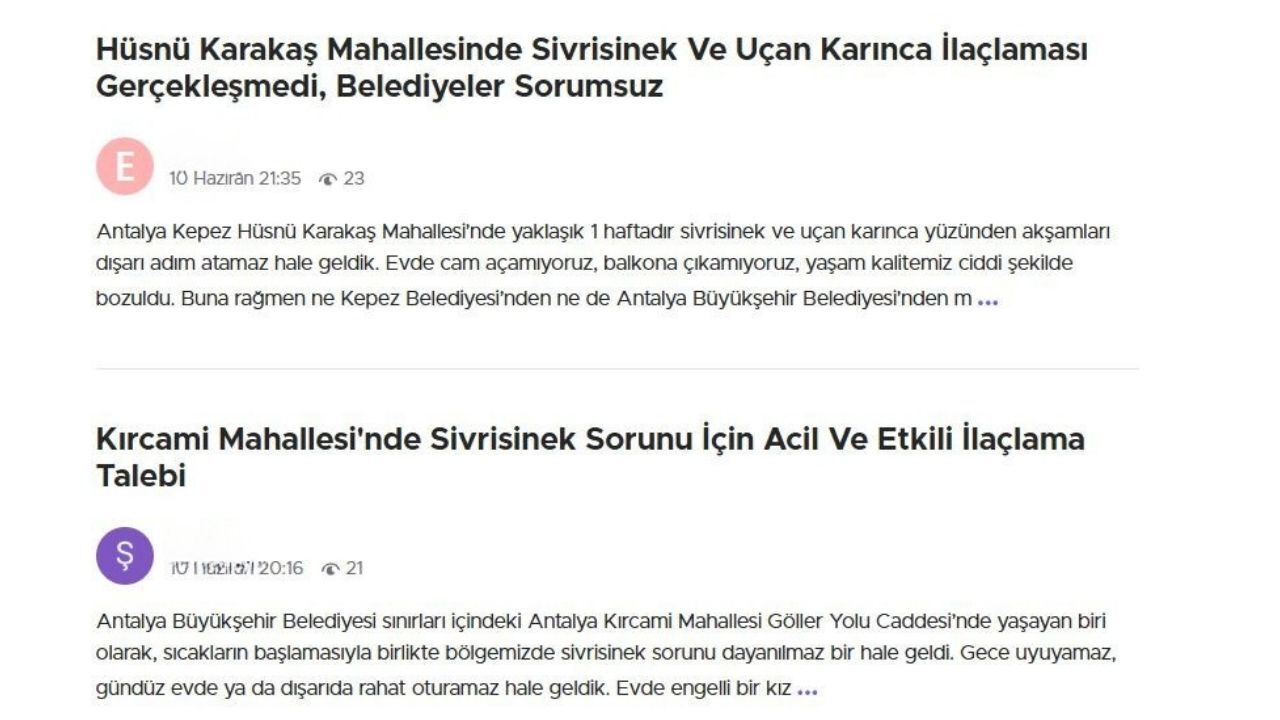 Sivrisine Şikayet