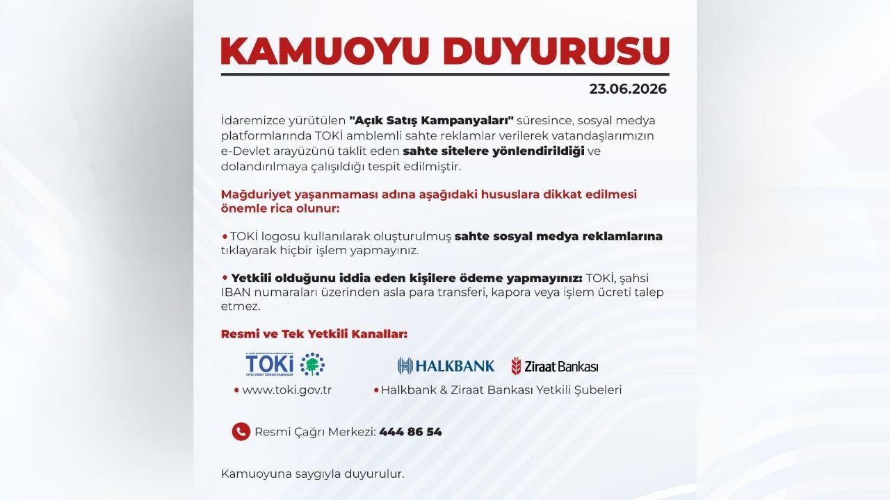 Toki̇'den Dolandırıcılık Alarmı!