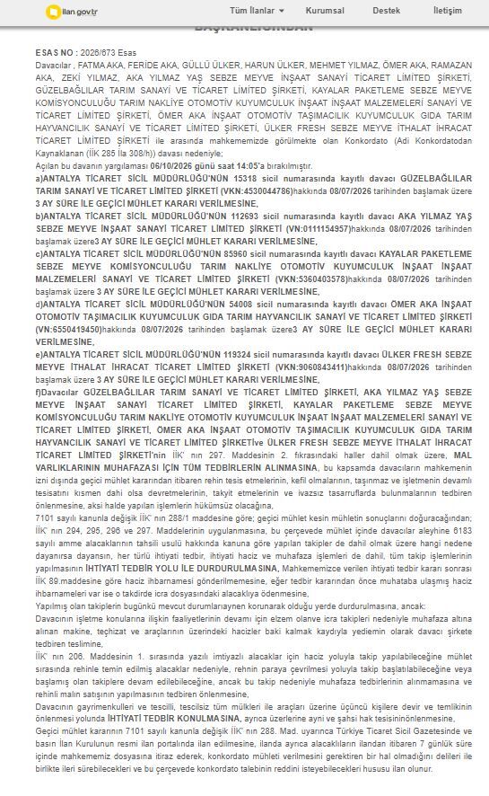 5 Şirketin Konkordato Ilanı