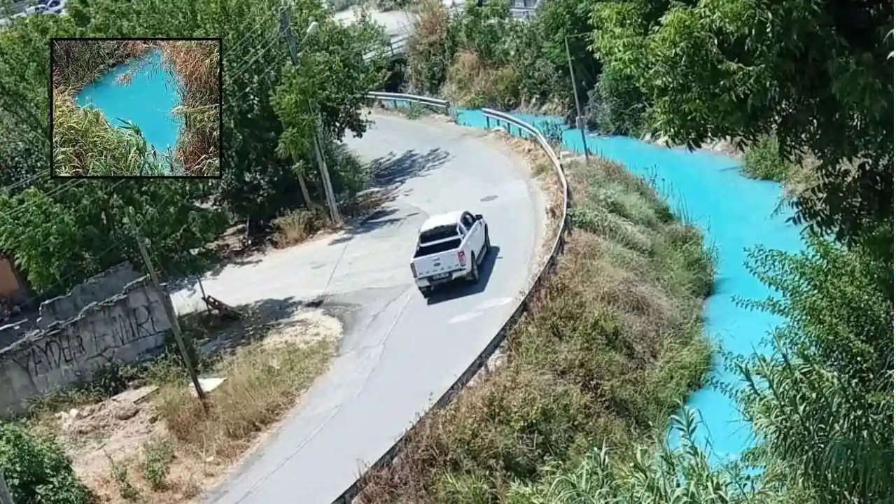 Aksu'da Sulama Kanalında Esrarengiz Renk Değişimi! Turkuaz Aktı23 (6)Körfezzxç