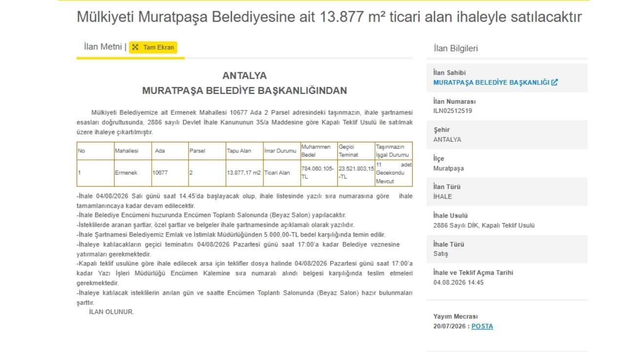 Antalya Havalimanı'na Yakın Dev Ticari Arsa Yeniden Satışta! Fiyatı 256 Milyon Tl Düştü (2)
