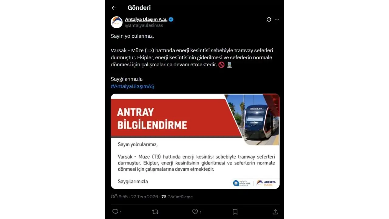 Antalya'nın Tramvayı Travma Oldu! Seferler Yine Durdukörfezz