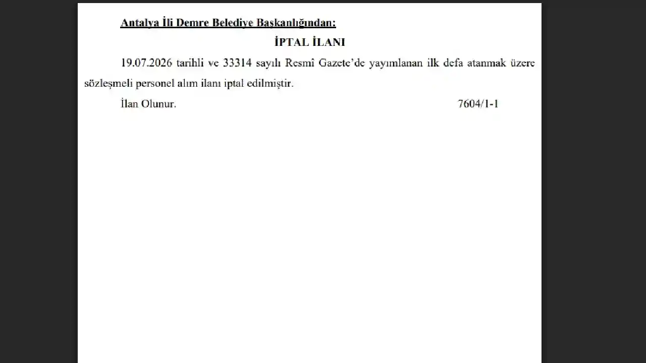 Demre Belediyesi'nin Personel Alımı Iptal Edildi! Nedeni Merak Konusu234 (1)Körfezzxç