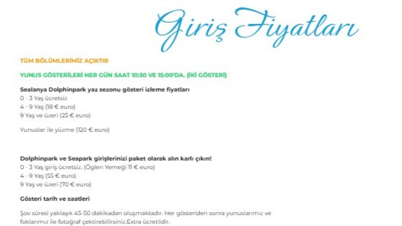 Giriş Ücreti 1.341 Tl, Yunuslarla Yüzme 6.438 Tl! Alanya’da Yunus Parkı Kiraya Veriliyor (1)
