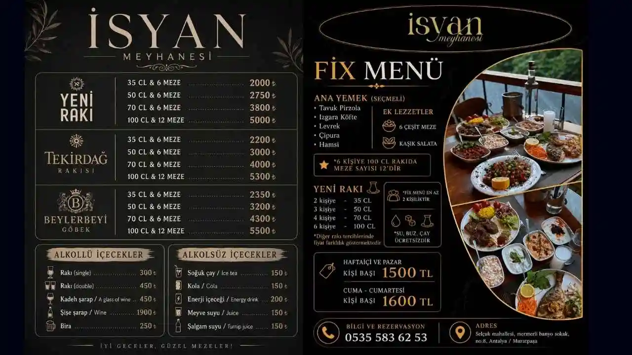 Kaleiçi 2026 Meyhane Fiyatları! (8)Körfezzxç